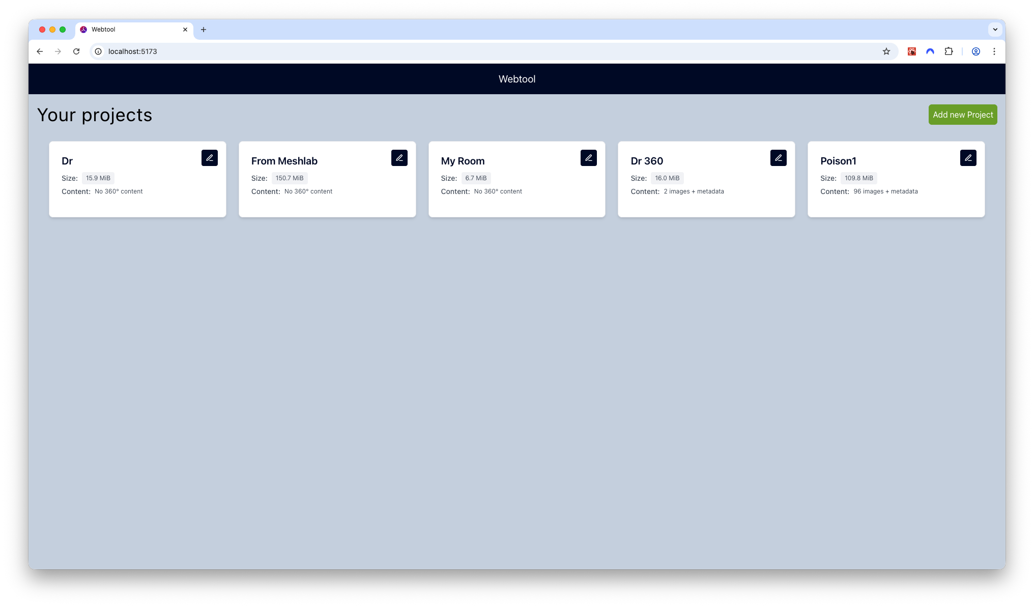Project Overview Screen