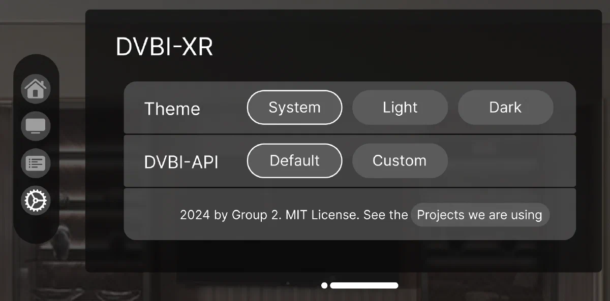 Settings — Theme and API configuration